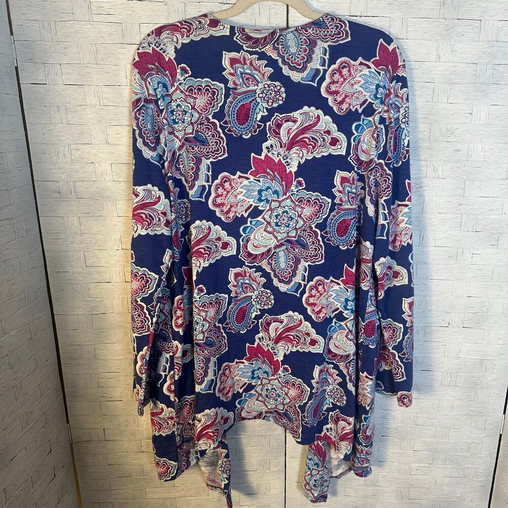 Chico's women's cardigan Paisley blue pink fall colorful bohemian hippie